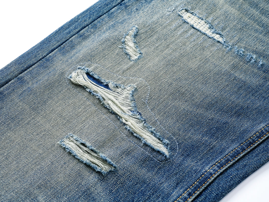 Relaxed Wide-Leg Distressed Jeans