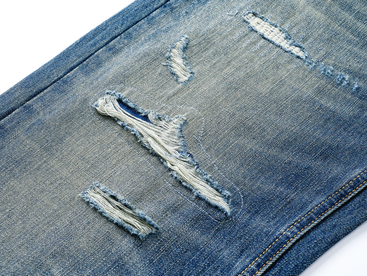 Relaxed Wide-Leg Distressed Jeans