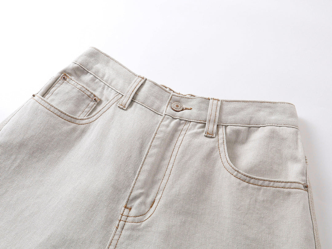 Relaxed Wide-Leg Jeans — Sand